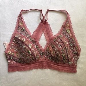 Victoria Secret bralette racer back size large NWT mauve floral